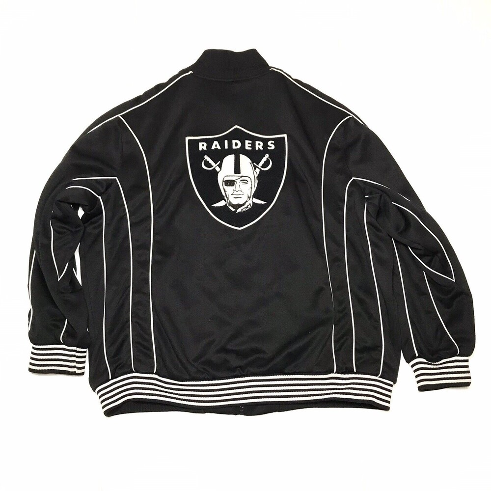 NFL Raiders Mesh Lined Track Jacket Size 2XL Black - Picture 2 of 8
